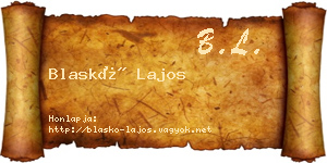 Blaskó Lajos névjegykártya